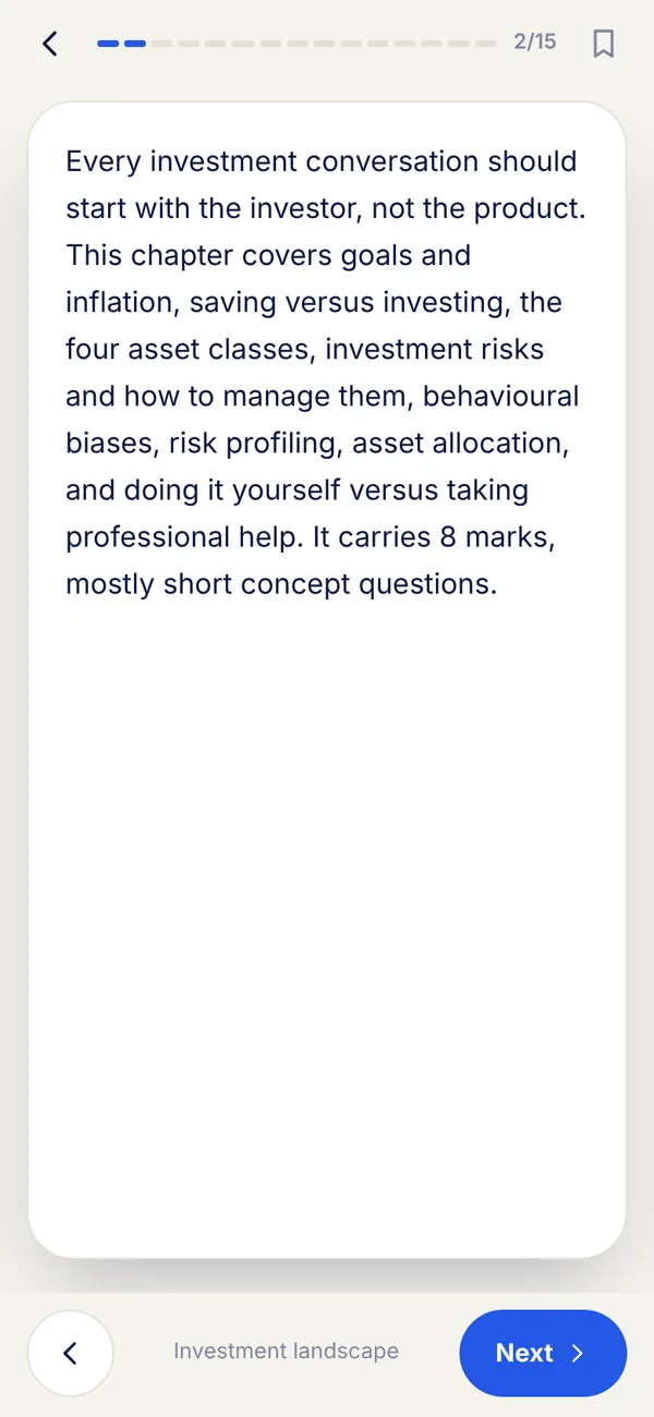 A chapter part in the FundsSchool app