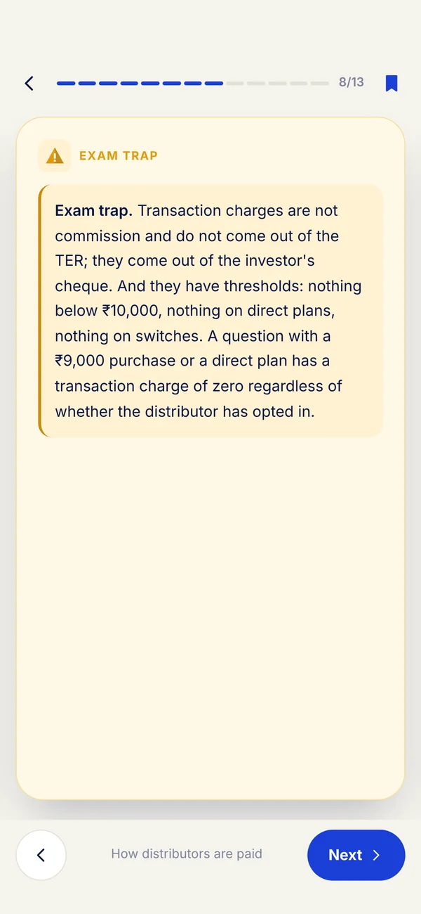 Check: Three questions, straight away.